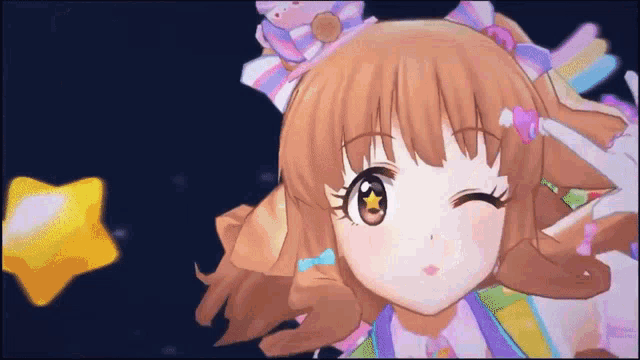 a cartoon girl with a star in her eye