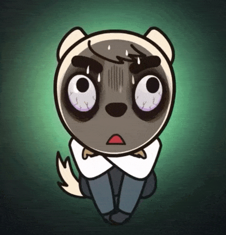 a cartoon of a pug with a surprised look on his face