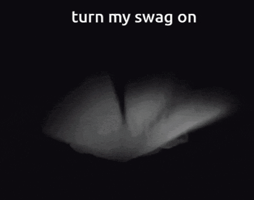 a black and white photo of a person with the words turn my swag on