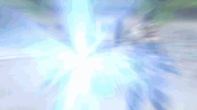 a couple of robots standing on a sidewalk with a blue light coming out of them
