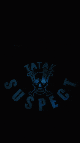 a poster with a skull and the words " tatak suspect " on it