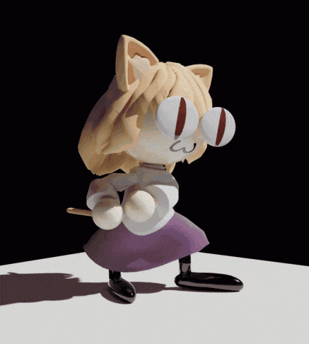 a cartoon drawing of a girl with a cat ear and big eyes