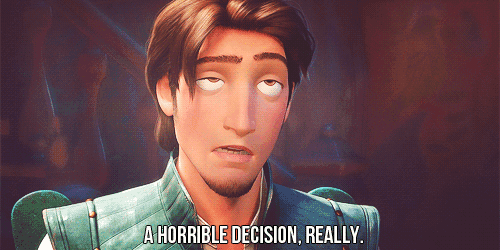 a cartoon character with the words a horrible decision really