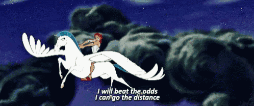 a cartoon of a woman riding on the back of a white pegasus