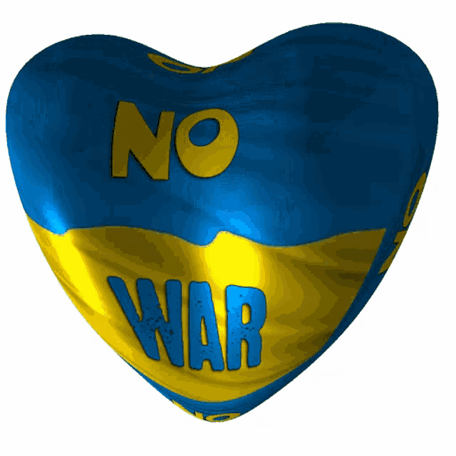 a heart shaped pillow with the words no war on it