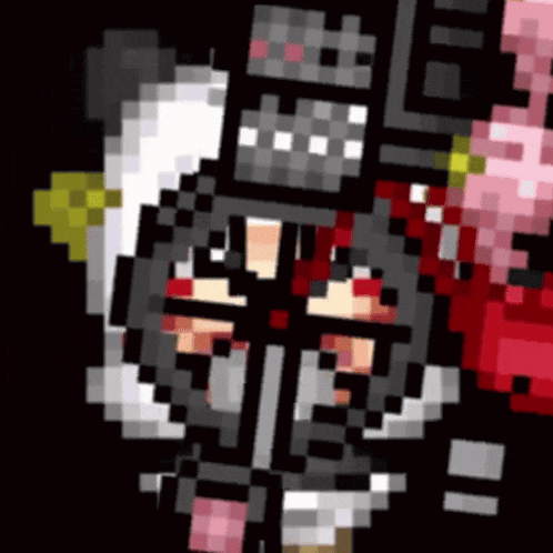 a pixel art of a person with a cross on their head