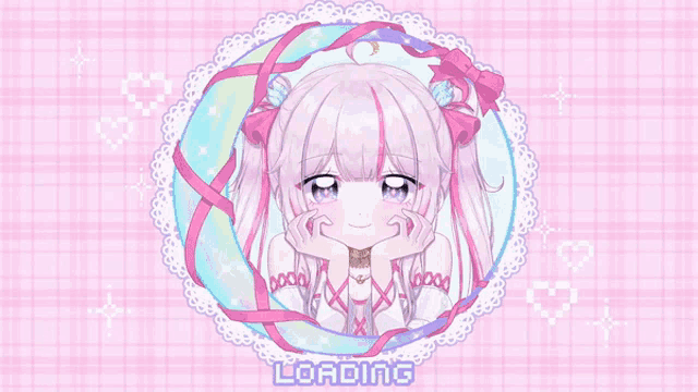 a picture of a girl with a loading message