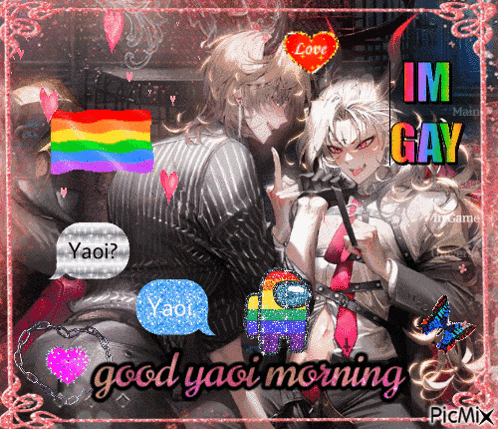 a good yaoi morning greeting card with a couple of anime characters