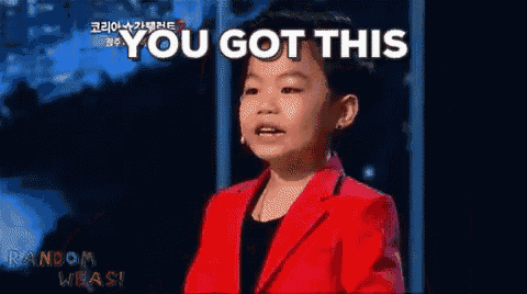 a young boy in a red suit says " you got this "