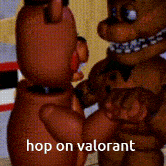 two stuffed animals standing next to each other with the words hop on valorant written on the bottom