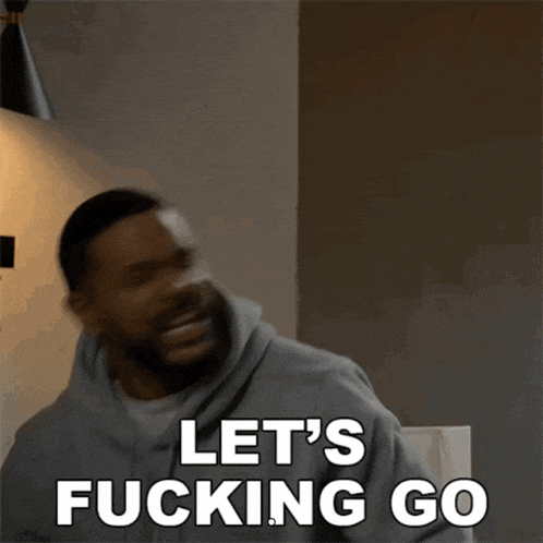 a man says let 's fucking go in a blurry image
