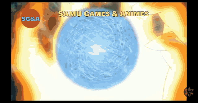samu games & animes sg & a logo with a blue ball in the middle