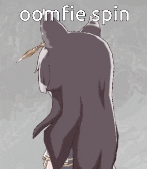 a cartoon of a girl with a cat ear and the words oomfie spin