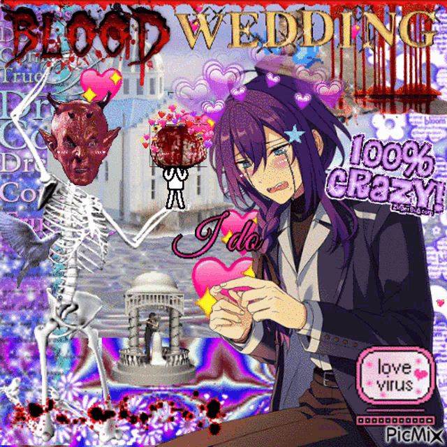 a collage of images with the words blood wedding 100 % crazy i do