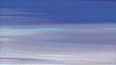 a pixel art of a blue sky with the letter m on the bottom