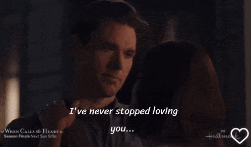a man and woman are looking at each other with the words i 've never stopped loving you