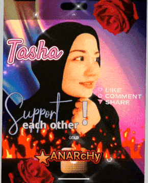 a picture of a woman with the name tasha written on it