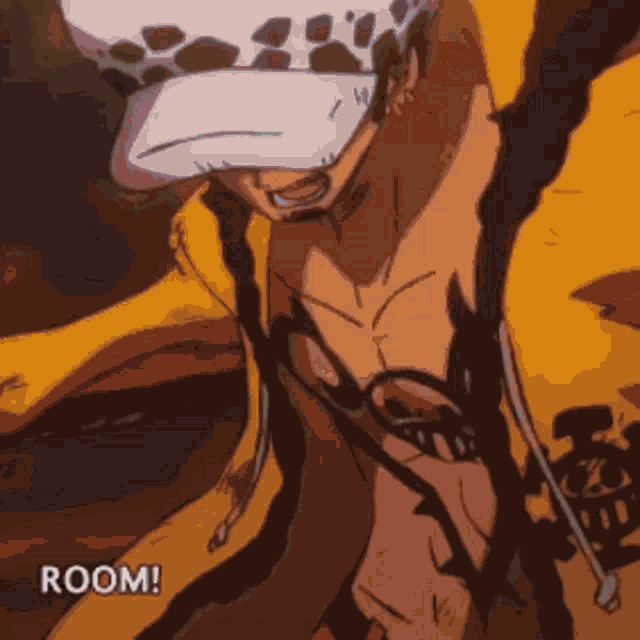 a cartoon of a man in a yellow jacket with the words room written on it