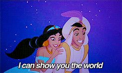 a cartoon of jasmine and aladdin from the movie aladdin