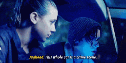 jughead says that this whole car is a crime scene .