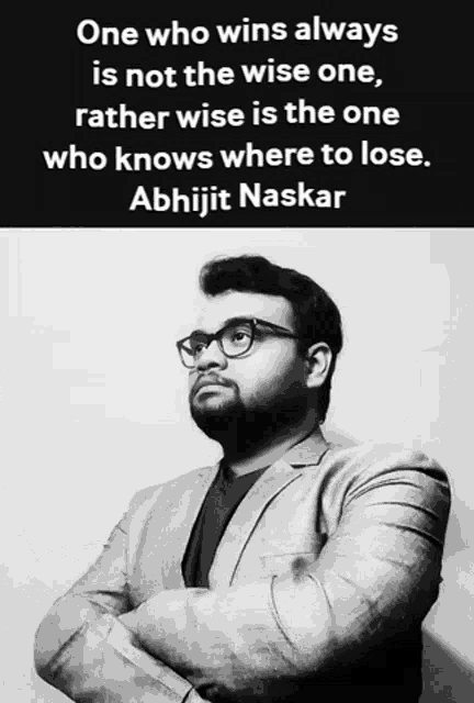 a black and white photo of a man with a quote on it