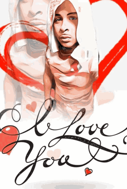 a drawing of a man with the words i love you below him