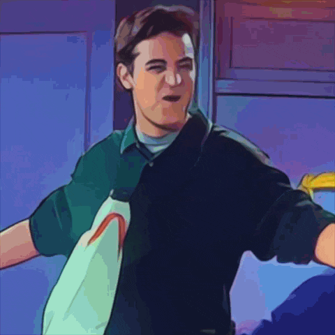 a cartoon drawing of a man with a shark on his chest