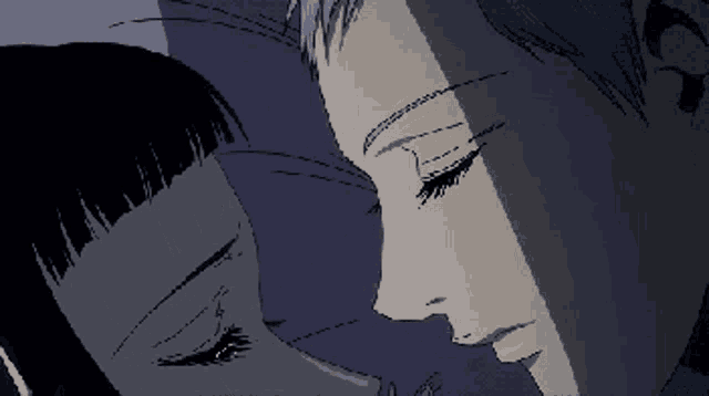 a pixel art of a man and a woman kissing with their eyes closed