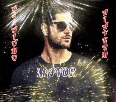 a man wearing sunglasses and a shirt that says mayor on it