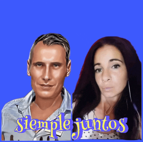 a picture of a man and a woman with the words siempre juntos