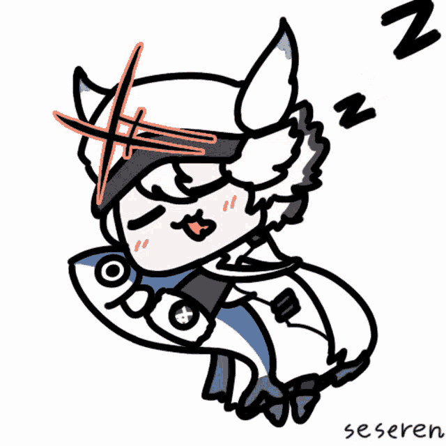 a drawing of a person sleeping with the word seseren underneath them