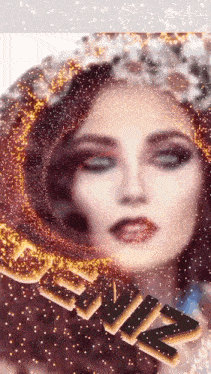 a close up of a woman 's face with the name deniz on the bottom right