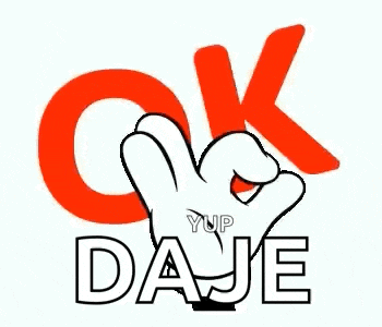 a cartoon hand is giving an ok sign with the word daje written below it .