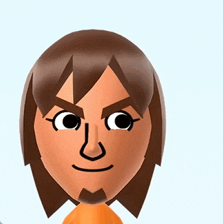 a close up of a cartoon character 's face with brown hair