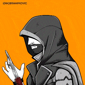 a pixel art drawing of a man in a hood