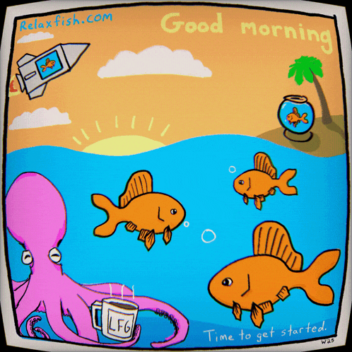 a cartoon of an octopus drinking a cup of lfg