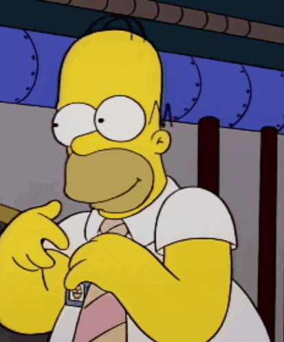 homer simpson is adjusting his tie and smiling