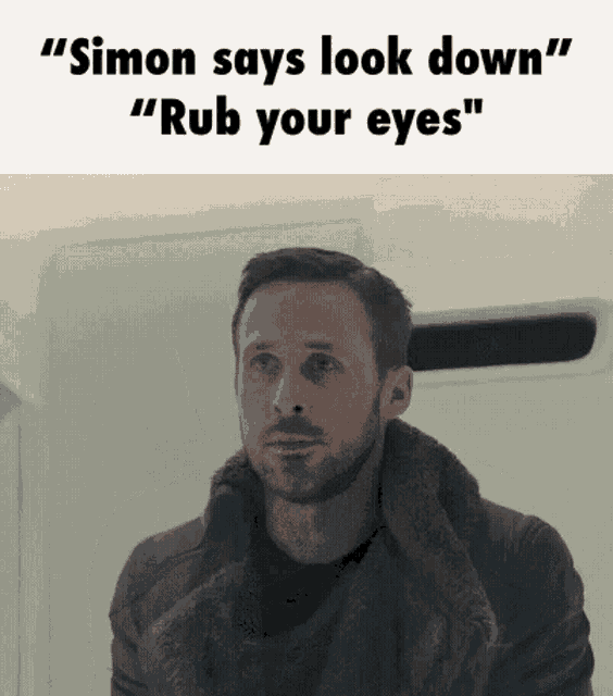 Simon Says Look Down GIF - Simon Says Look Down Rub Your Eyes GIFs