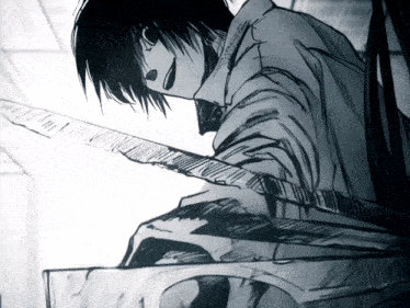 a black and white drawing of a person holding a sword