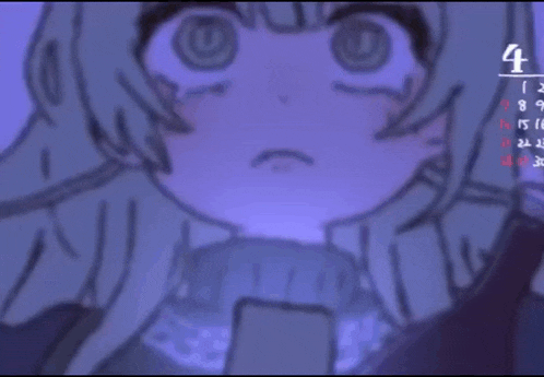 a drawing of a girl holding a cell phone with a calendar on the bottom