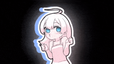 a cartoon of a girl with white hair and blue eyes giving a thumbs up