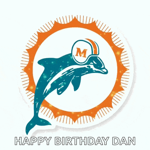 a dolphin wearing a helmet with a letter m on it
