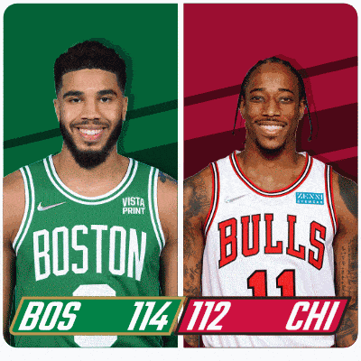 two basketball players one from boston and the other from bulls