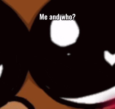 a close up of a cartoon character with the words me and who