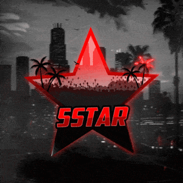 a red star with the word sstar on it in red letters