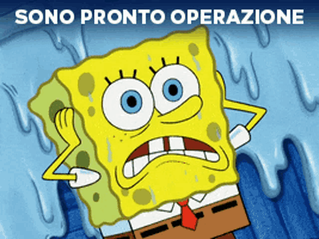 a cartoon of spongebob with the words sono pronto operazione written above him