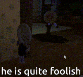 a cartoon character with a magnifying glass and the words he is quite foolish behind him