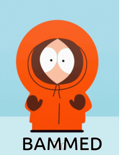 a picture of kenny from south park with the word bammed underneath him