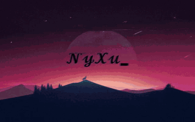 a painting of a mountain with the word nylxxxu on the bottom