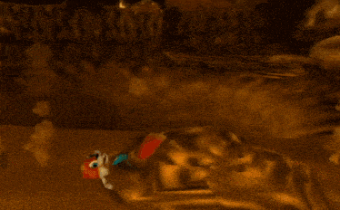 a computer generated image of a person holding a red umbrella